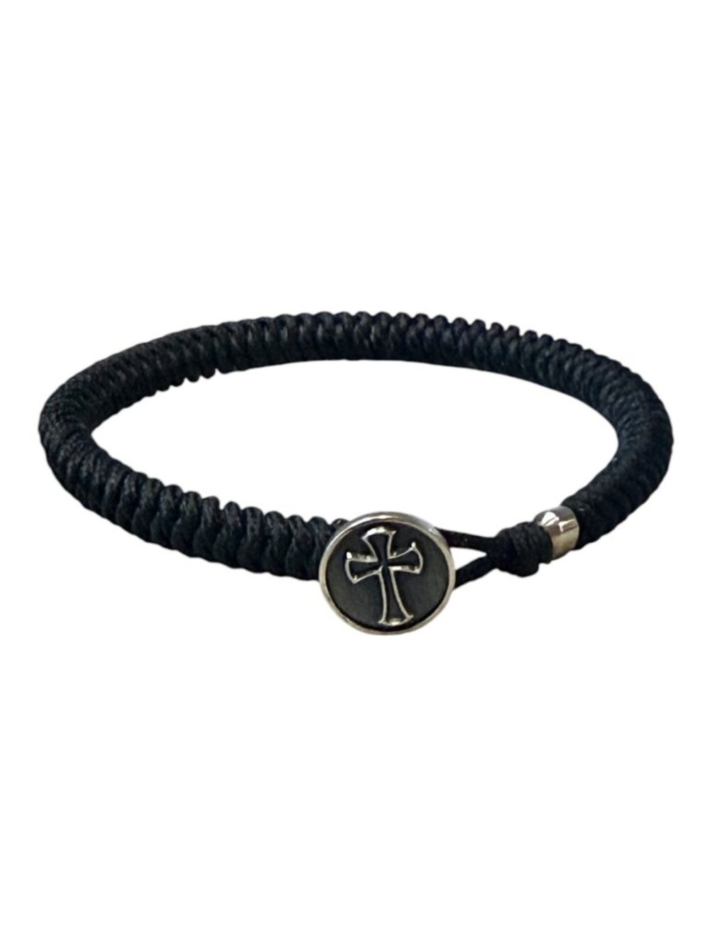 David Yurman Men's Sterling Cross Black Woven Bracelet